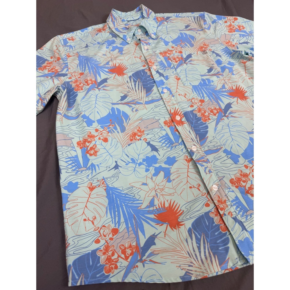 Lot of 2 Huk Fishing Shirts Mens Large Short Sleeve Button Down Floral Tropical - Picture 9 of 16